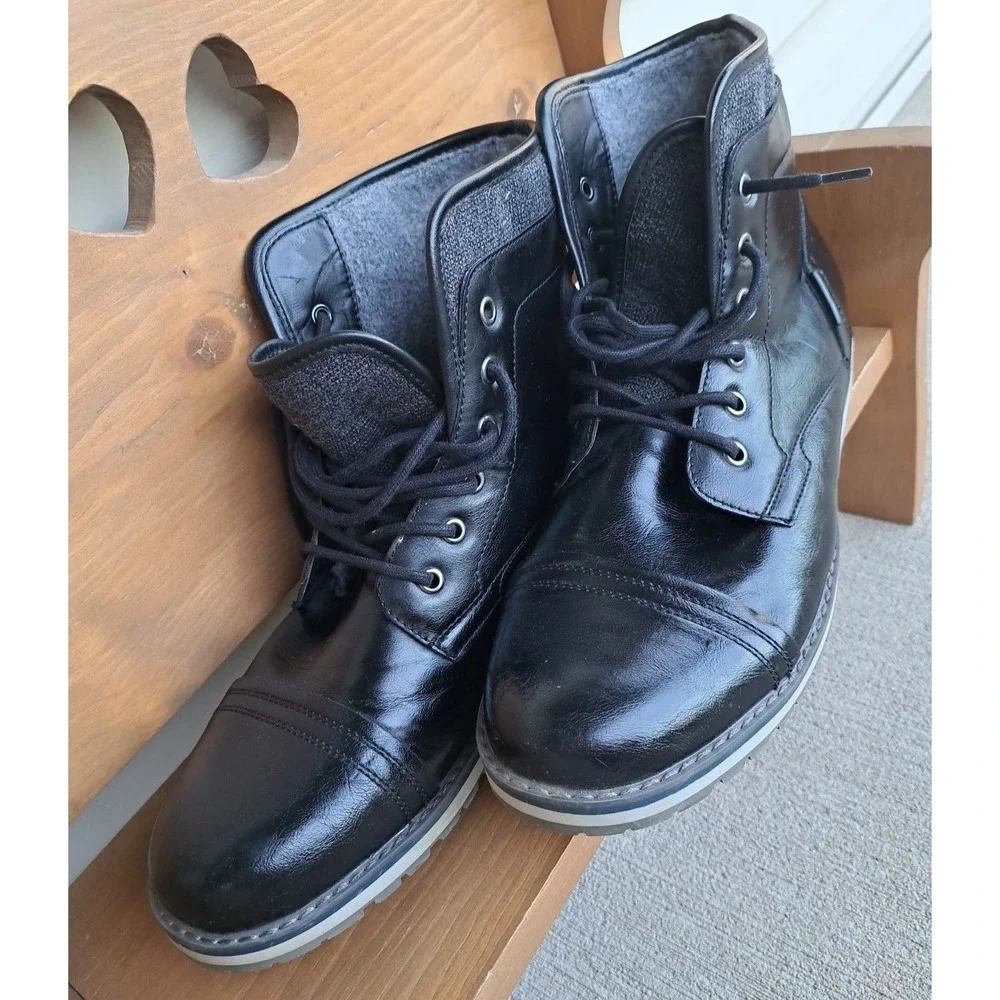 JF J. Ferral Men's Tookers Chukka Boots Black Faux Leather Ankle Boot Size 12 M